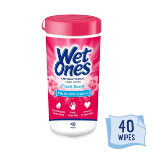 Wet Ones Antibacterial Hand Wipes - Fresh Scent: 40 Count Canister, pack of 3 by Wet Ones