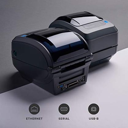 ZEBRA GX430t Thermal Transfer Desktop Printer Print Width of 4 in USB Serial Parallel and Ethernet Connectivity GX43-102410-000