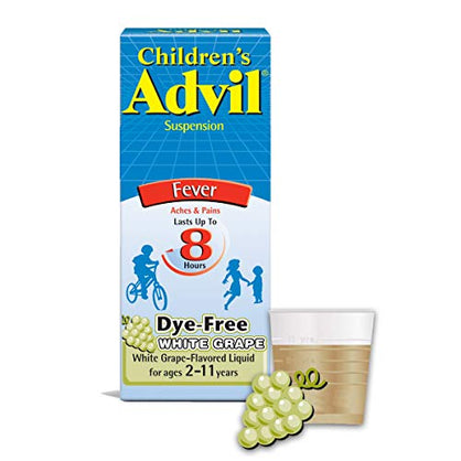 Children’s Advil Liquid Pain Relief Medicine and Fever Reducer, 100 Mg Children's Ibuprofen for Ages 2-11, White Grape - 4 Fl Oz