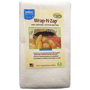 Pellon Wrap-N-Zap Cotton Quilt Batting, 45 by 36-Inch, Natural 2-Pack