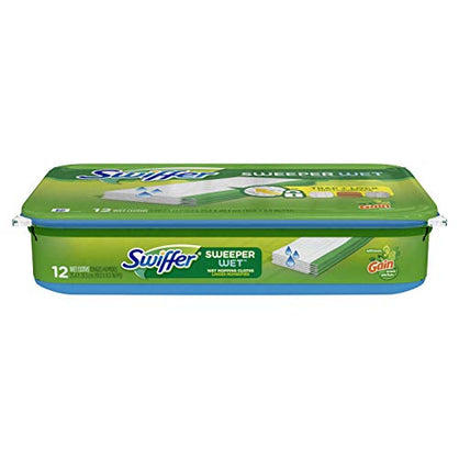 Swiffer Sweeper Wet Mopping Pad Multi Surface Refills for Floor Mop, Gain scent, White, 12 Count