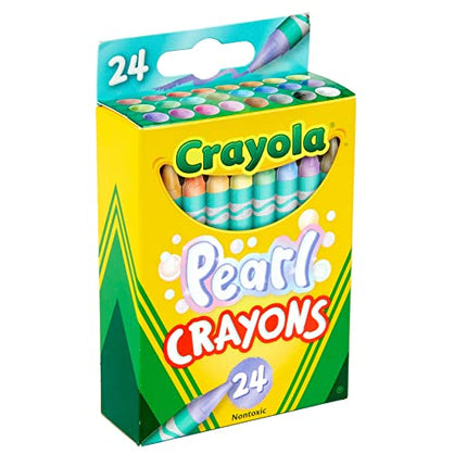 Crayola Pearl Crayons, Pearlescent Colors, 24 Count, Coloring Supplies, Gift for Kids, Ages 3, 4, 5, 6