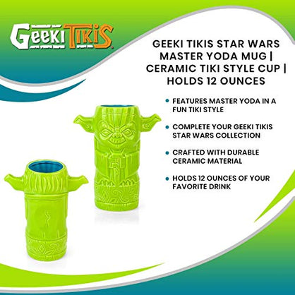 Geeki Tikis Star Wars Master Yoda Mug | Official Star Wars Collectible Tiki Style Ceramic Cup | Holds 12 Ounces