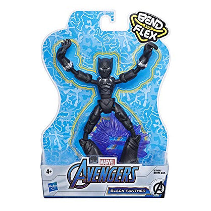 Avengers Marvel Bend and Flex Action Figure Toy, 6-Inch Flexible Black Panther Figure, Includes Blast Accessory, for Kids Ages 4 and Up