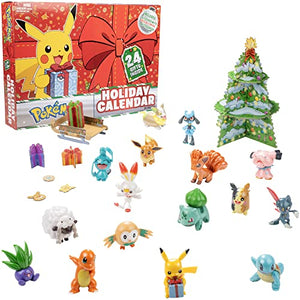 Pokemon Holiday Advent Calendar for Kids, 24 Gift Pieces - Includes 16 Toy Character Figures & 8 Christmas Accessories - Ages 4+