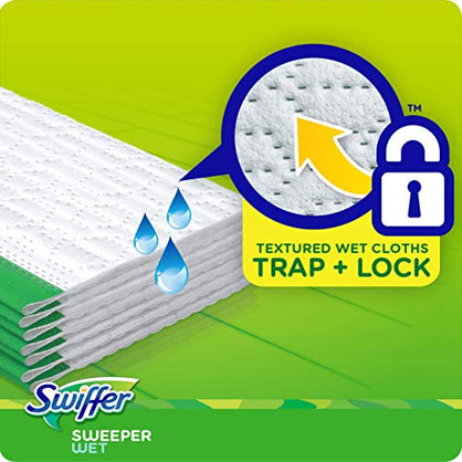 Swiffer Sweeper Wet Mopping Pad Multi Surface Refills for Floor Mop, Gain scent, White, 12 Count
