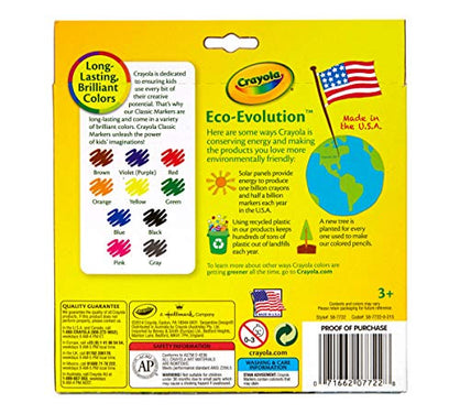 Crayola Broad Line Markers, Classic Colors 10 Each (Pack of 2)