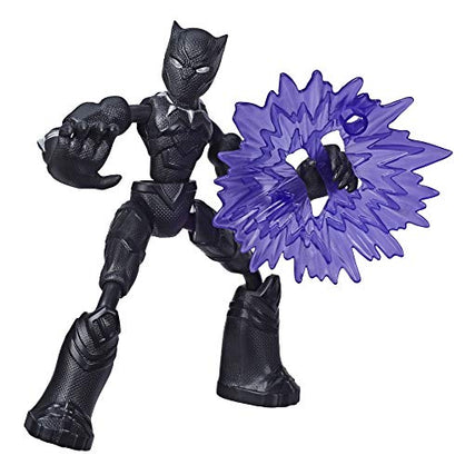 Avengers Marvel Bend and Flex Action Figure Toy, 6-Inch Flexible Black Panther Figure, Includes Blast Accessory, for Kids Ages 4 and Up