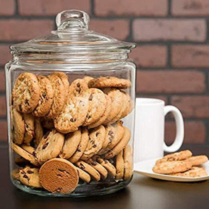 FAVSTOCK Glass Jar with Lid - 1 Gallon Candy Jar, Multifunctional Round Clear Storage Container, For Pastries, Bagels, Coffee Beans, Dry Food, Cookies, Snacks, Dishwasher Safe