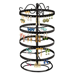 Metal Table Jewelry Organizer Stand with Earring Holder, Earring Tree Organizer, Display Stand, Ring Holder & Storage Rack for Women- Holds 144 Earrings